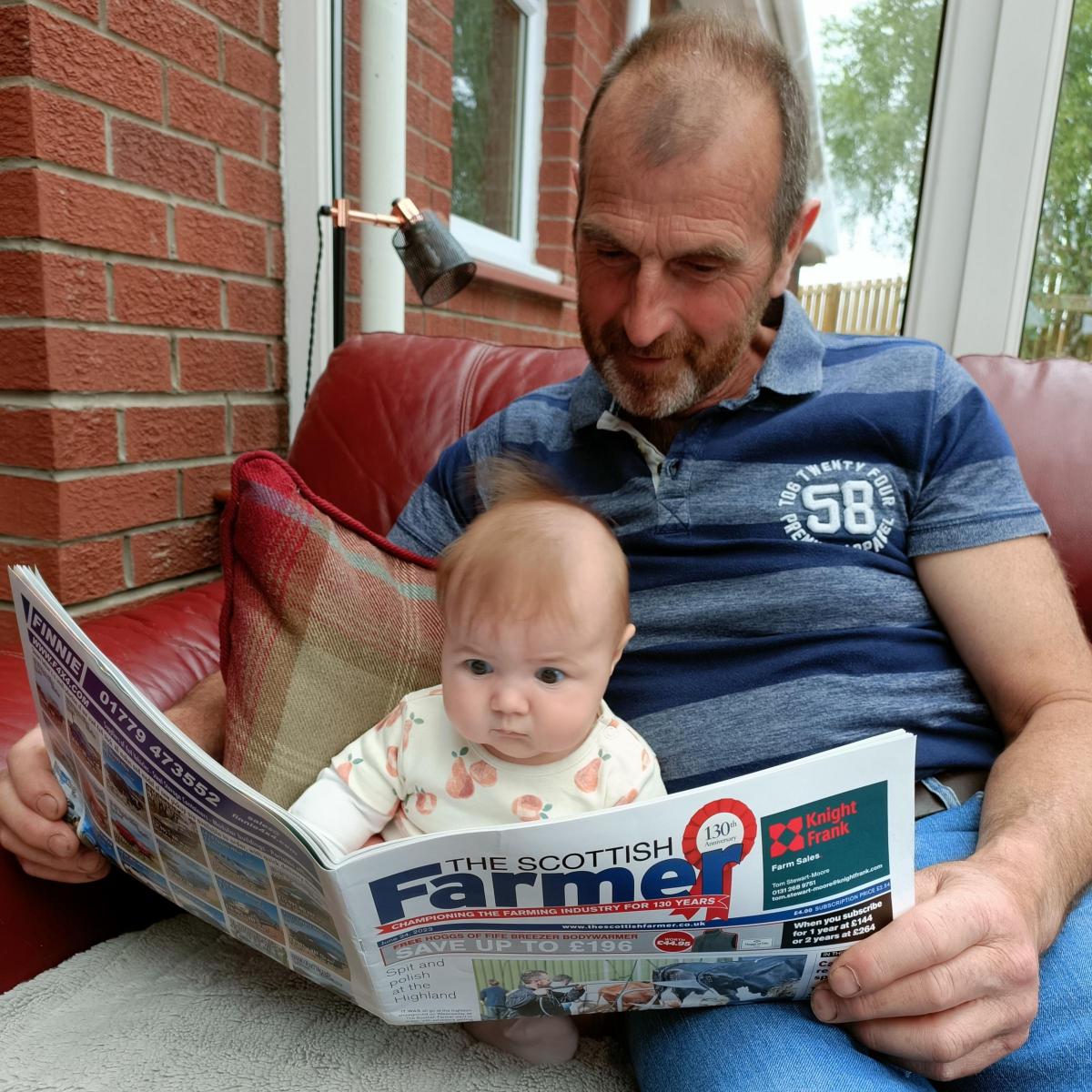 Jennifer King - My daughter Katie catching up of what's on at the Royal Highland in last week's farmer with her Papa.