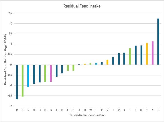 The Scottish Farmer: Differences in the feed efficiency of the progeny of various sires can be shown based on the sires used – each colour shows a different sire The Scottish Farmer: Differences in the feed efficiency of the progeny of various sires can be shown based on the sires used – each colour shows a different sire