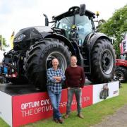 WILLIAM AND Adam Pollock pictured on a Royal Highland Show featuring their special edition Case IH Optum tractor