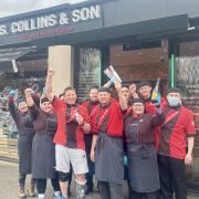 Staff at S. Collins & Son celebrate being named Britain's Best Butchers Shop