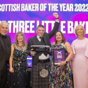 Paddy and Jane Murphy with Lynne Calder from The Three Little Bakers who have been crowned Scottish Baker of the Year 2022/23