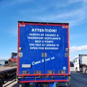 Arran Haulage Services wrote a protest message on the back of their lorry to how the islands have been suffering under the long running ferry saga