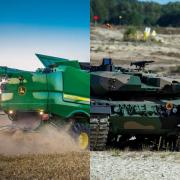 Left: Maybe the unloading auger on a combine looks like it could be a tank barrel? Right: Definitely not capable of harvesting a wheat field! A Leopard 2 tank (source Wikipedia)