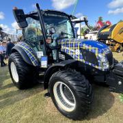 The tractor is wrapped in the Doddie Weir tartan
