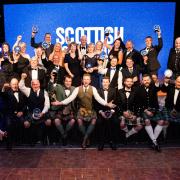All the winners and host Cammy Wilson from The Scottish Agricultural Awards  Ref:RH261023234  Rob Haining / The Scottish Farmer...