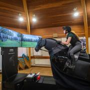 HND Equine Studies student Eilidh Simmons practises jumping with RoboCob