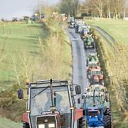 Strathmore Young Farmers' New Year tractor road run: West Adamson Farm, Dundee, to East of Scotland Farmers Ltd grain store, Coupar Angus
