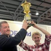 Contract farmer George Brown and dairyman James Dunning of Bisterne Farms were presented the prestigious 2023 NMR RABDF Gold Cup at Dairy-Tech