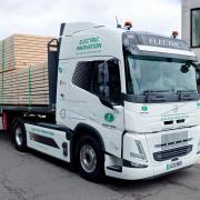 The James Jones & Sons electric timber lorry being trialled in Lockerbie