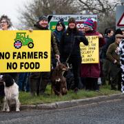 The Lancashire Farmers Movement rallied near Preston to support EU farmers. Ref:RH100324198  Rob Haining / The