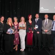 L-R Gillian McFadyen, Beth Millar, Fiona Steel, Hailey Anderson, Maya Lowe, Nigel Gibb, Garry Dickson and Alex Reynolds.