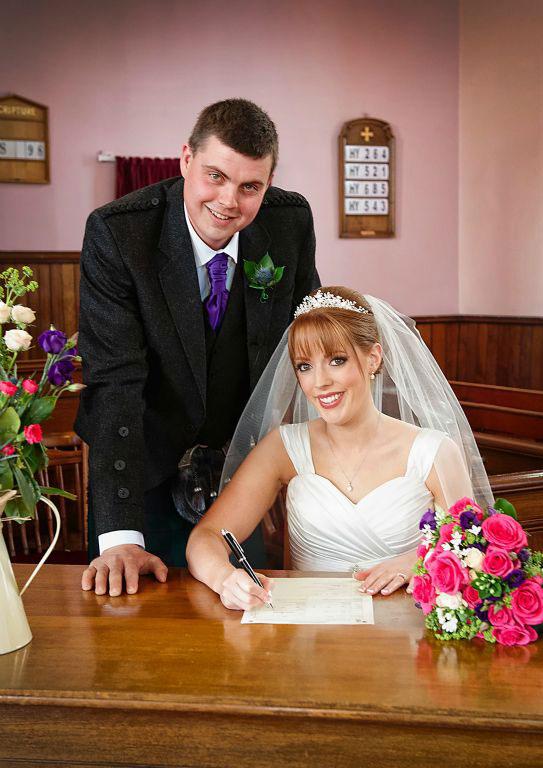 Married  at Belhelvie Parish Church is Nicola Barron, Darrahill, Udny, Aberdeenshire, to Stewart Youngson, Westerton, Echt, Aberdeenshire. Photo: Martin Leckie.