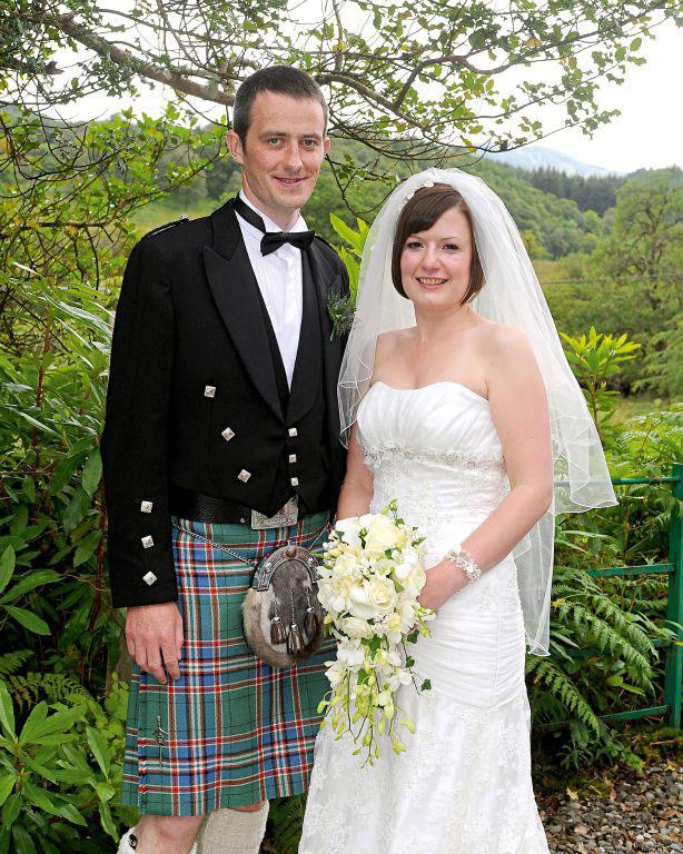 Gillian Tough (daughter of United Auctions Director, Robin Tough) from Aberfoyle and Euan Reilly, photographed after their wedding in Aberfoyle Parish Church. Photo: Whyler Photos of Stirling.