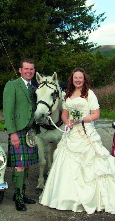 Married at Craigellachie Bridge, Moray, are Darren Logan of Ryeriggs, Keith, and Polly Macdonald originally of Wetherhill, Dornoch.