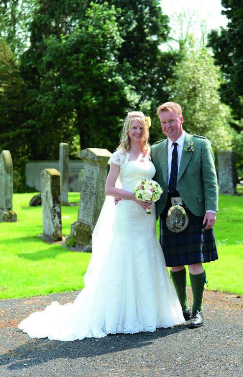 Megan Kerr, Mpumalanga, South Africa, married Andy Darling, Stichill Home Farm, Kelso, at Ednam Parish Church, Kelso.