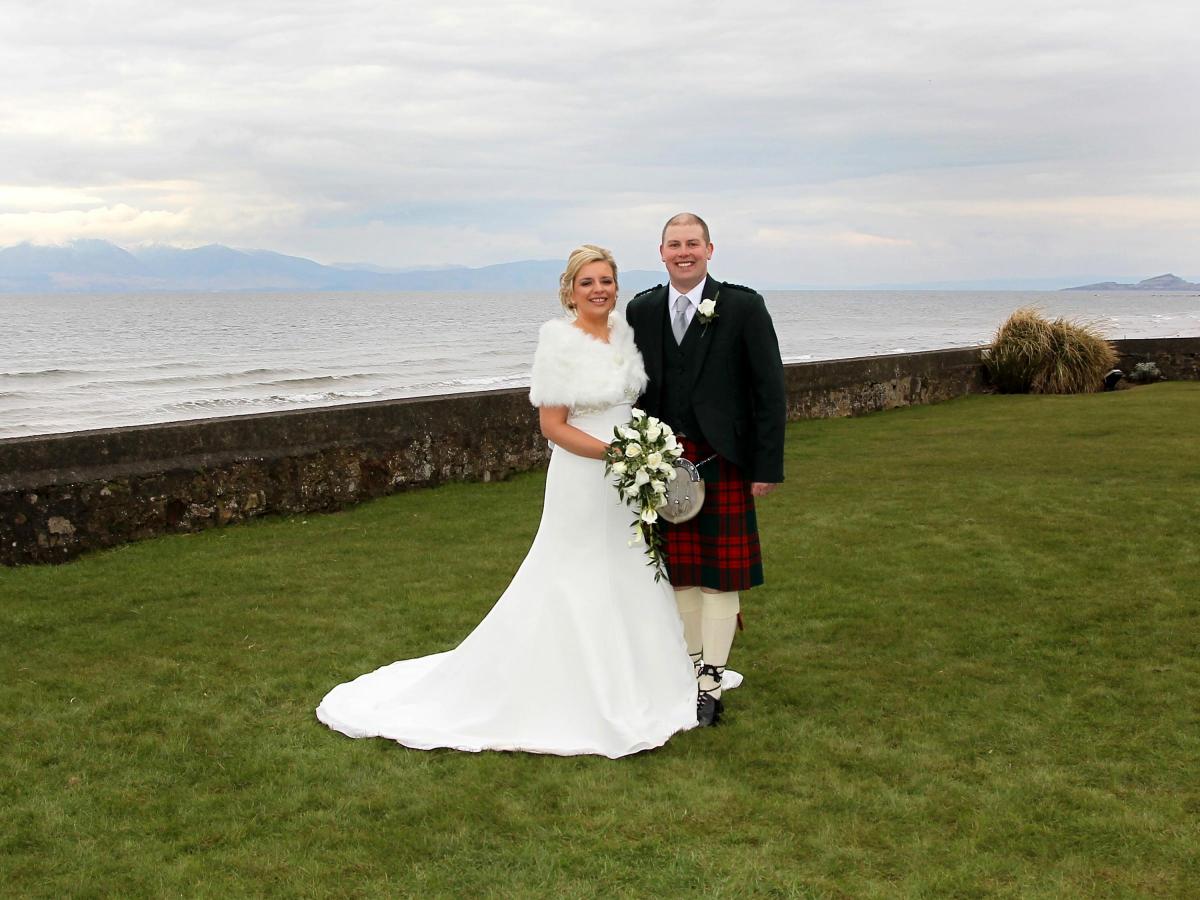 Fiona Leitch,  Newmilns,  and James Menzies, Burn Farm, Thornhill, married at Fenwick Parish Church, followed by reception at Seamill Hydro Hotel, Ayrshire

Photo: Martin McNae Photography