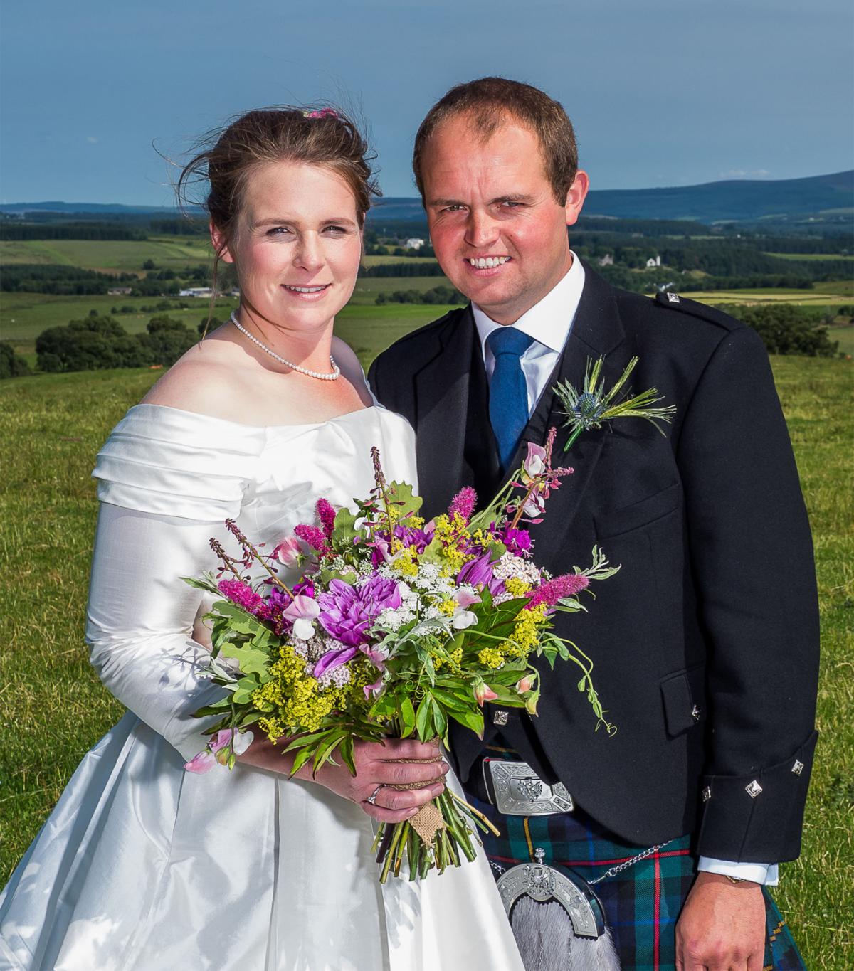 Kate Dunn married John Smith, of Knockhourn Farm, Knockando, Moray, at Knockando Parish Church 
Photo: Andrew Gransden Photography

