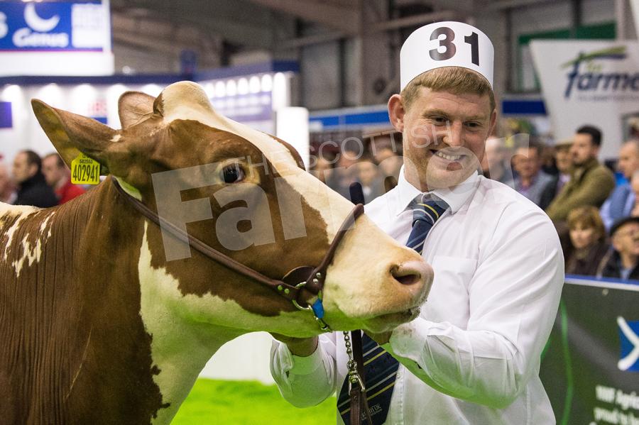 Michael Yates all smile after taking the Super Heifer title.   Ref: RH1511170188.