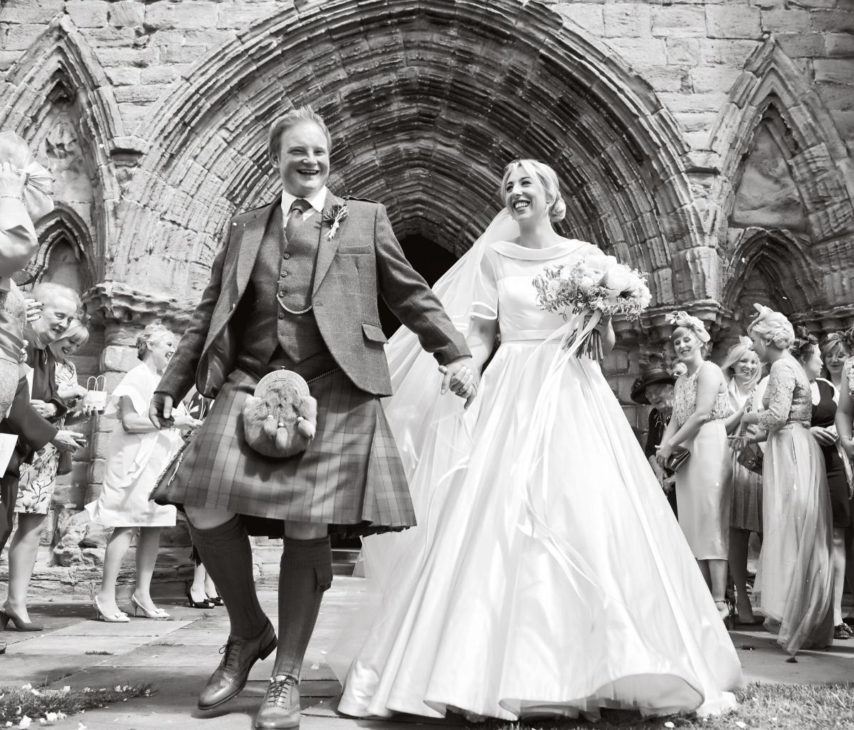 Katreen Millar who married Craig Malone of Pitcairn Farm, Cardenden, Fife, at Dunblane Hydro and Fintry Rugby Club