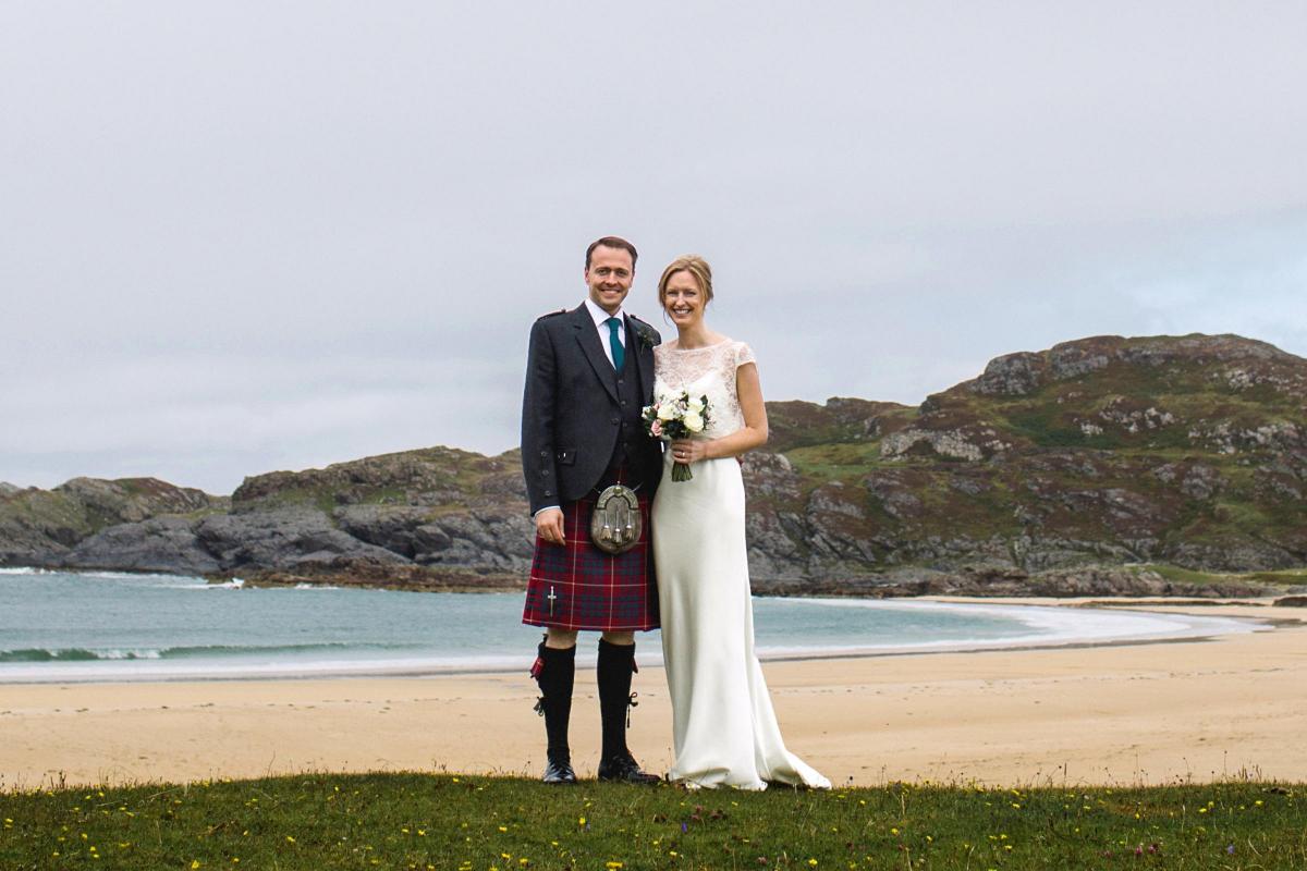 Married in Colonsay Parish Church, Claire Hamilton, of Bruntsfield, Edinburgh, and Allan Erskine, formerly of Inchie Farm, Port of Menteith

