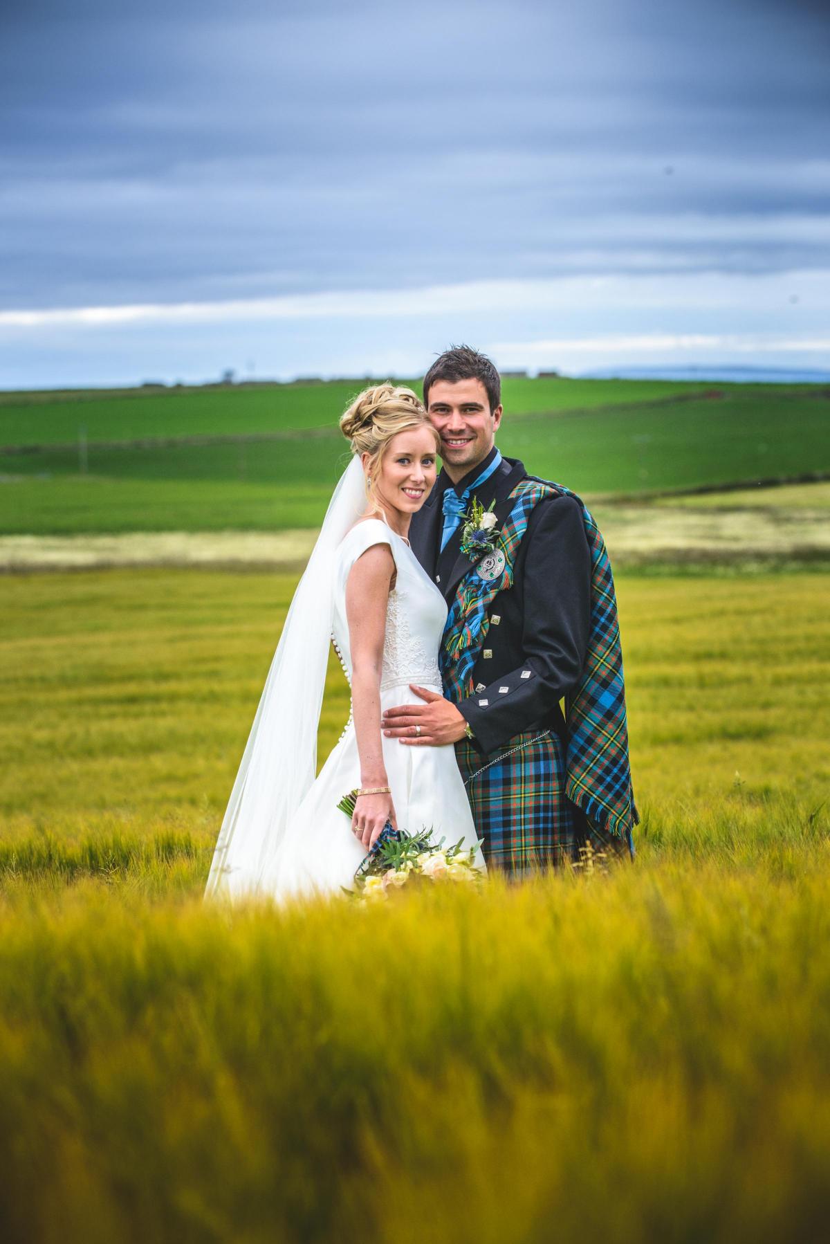 Claire Foubister, Netherton Farm, Holm, Orkney, married Michael MacLellan, from Inverness, at St Magnus Cathedral, Kirkwall